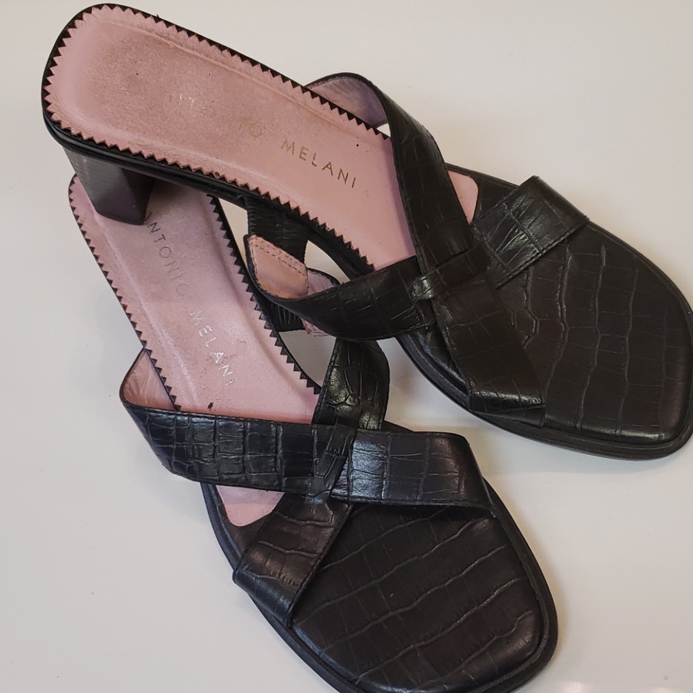 Antonio Melani Black ⚫ Leather Sandals 👡